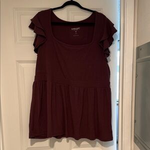 Torrid Deep Burgundy Ruffle Sleeve Blouse